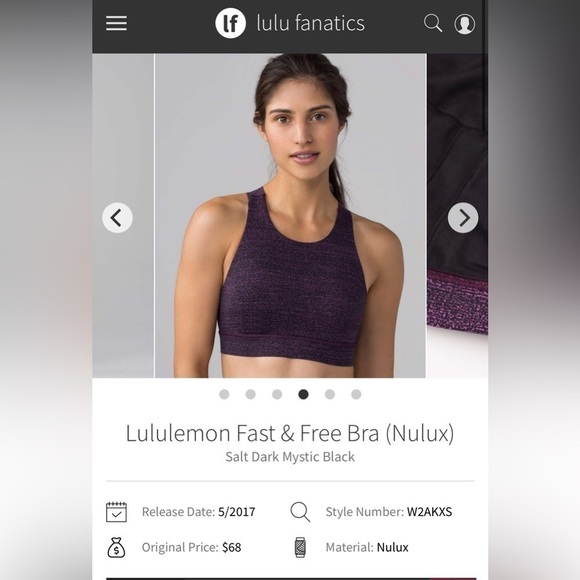 Lululemon Fast And Free Bra Size 10 Salt Dark Mystic Black - Picture 1 of 6